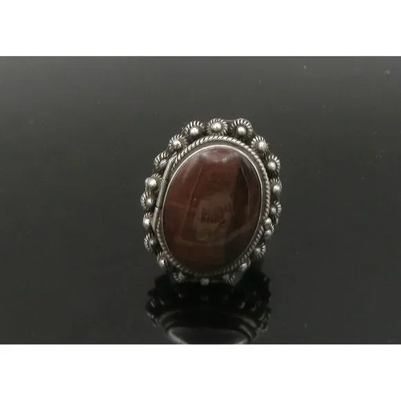 TAXCO MEXICO 925 Silver Vintage Tiger's Eye Band Ring Sz 11 (OPENS) RG22760